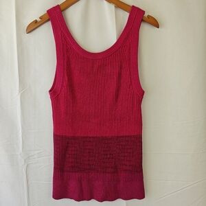 Anthropologie Ribbed Pink Striped Sweater Tank Top Size Small